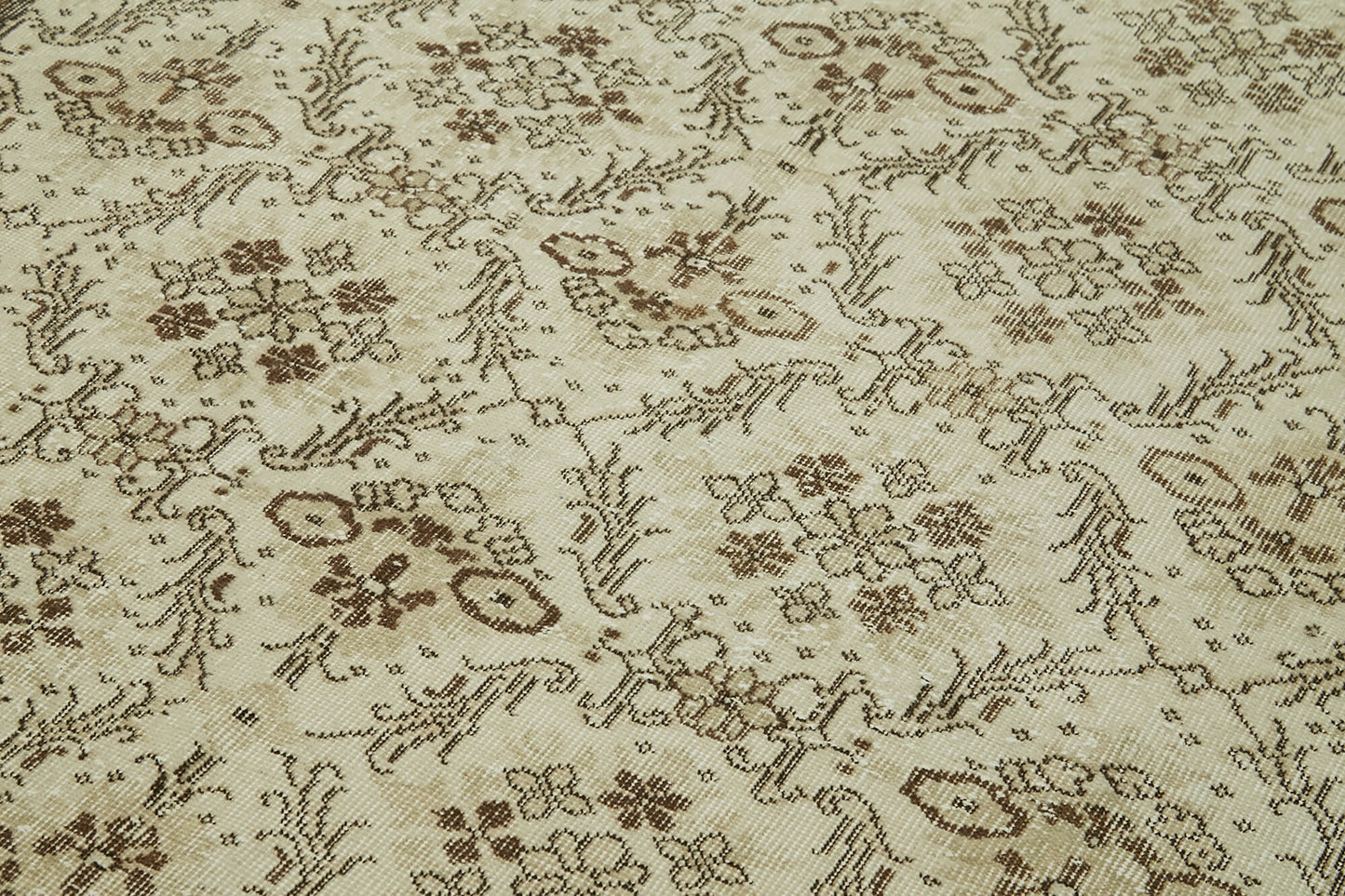 6x9 Beige Turkish Vintage Area Rug - 41562