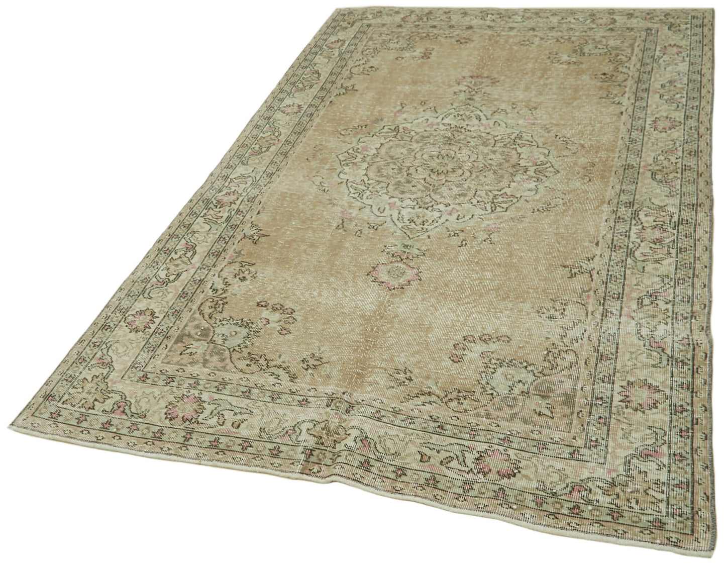5x7 Beige Turkish Vintage Area Rug - 41563