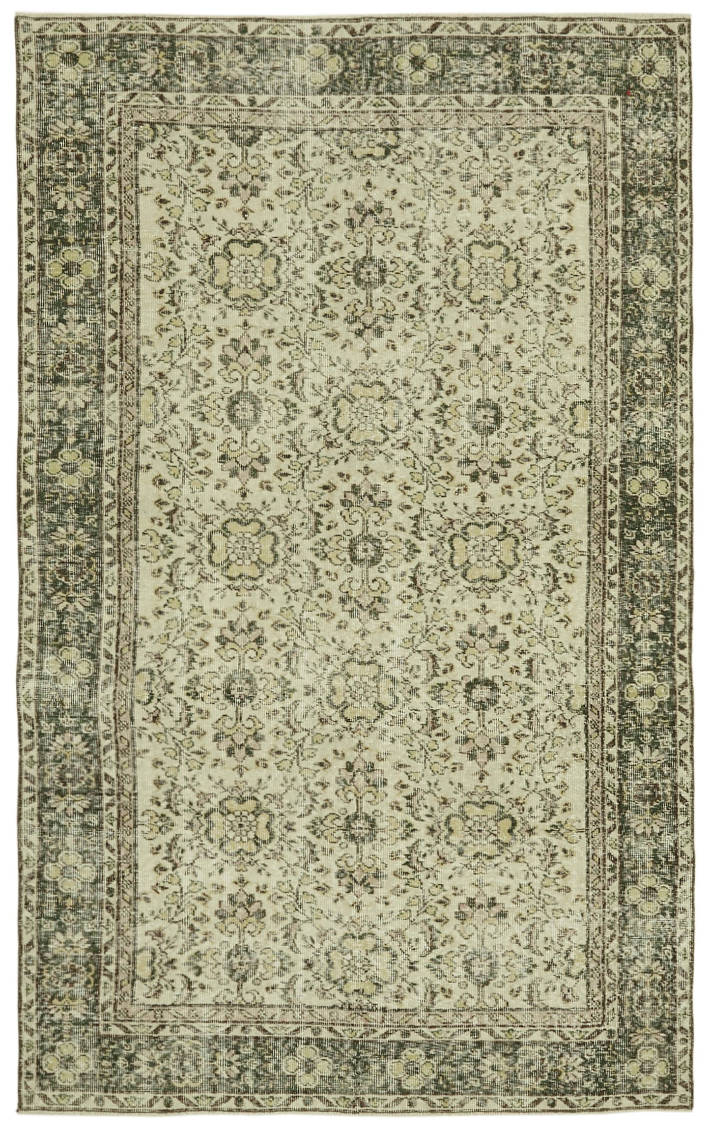 6x9 Beige Turkish Vintage Area Rug - 41578