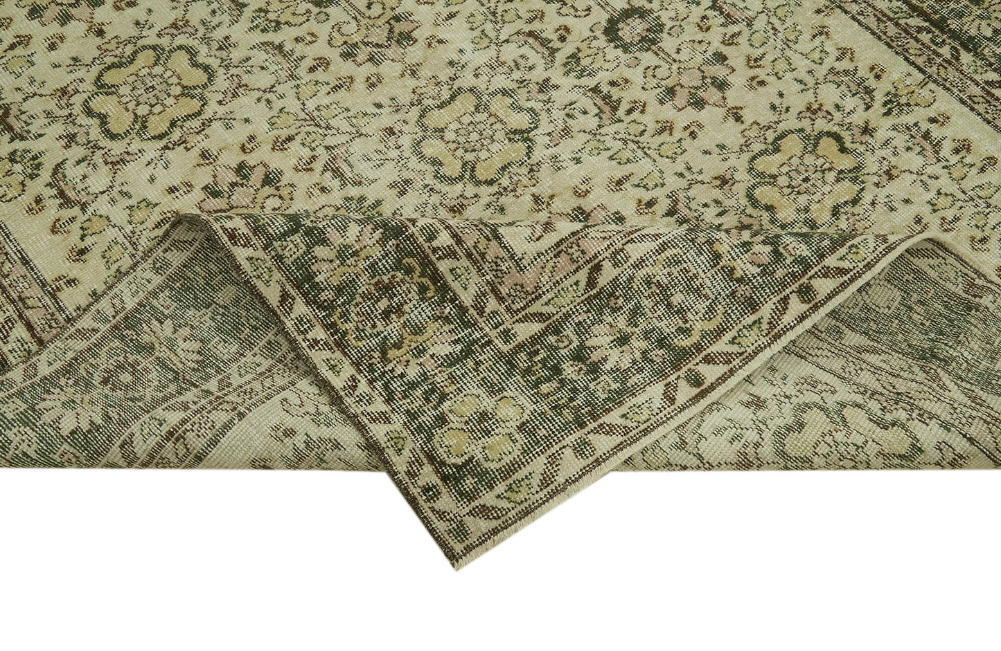 6x9 Beige Turkish Vintage Area Rug - 41578