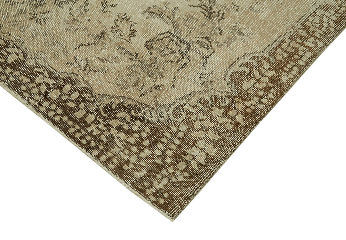 6x9 Beige Turkish Vintage Area Rug - 41579