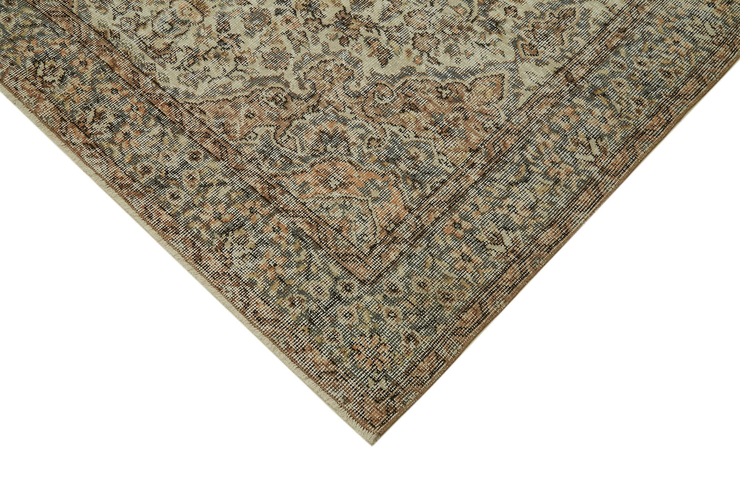5x9 Beige Turkish Vintage Area Rug - 41580