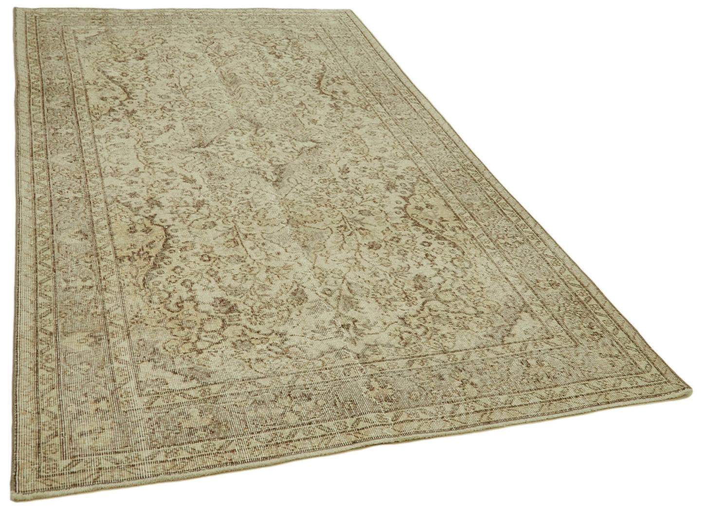 5x9 Beige Turkish Vintage Area Rug - 41583