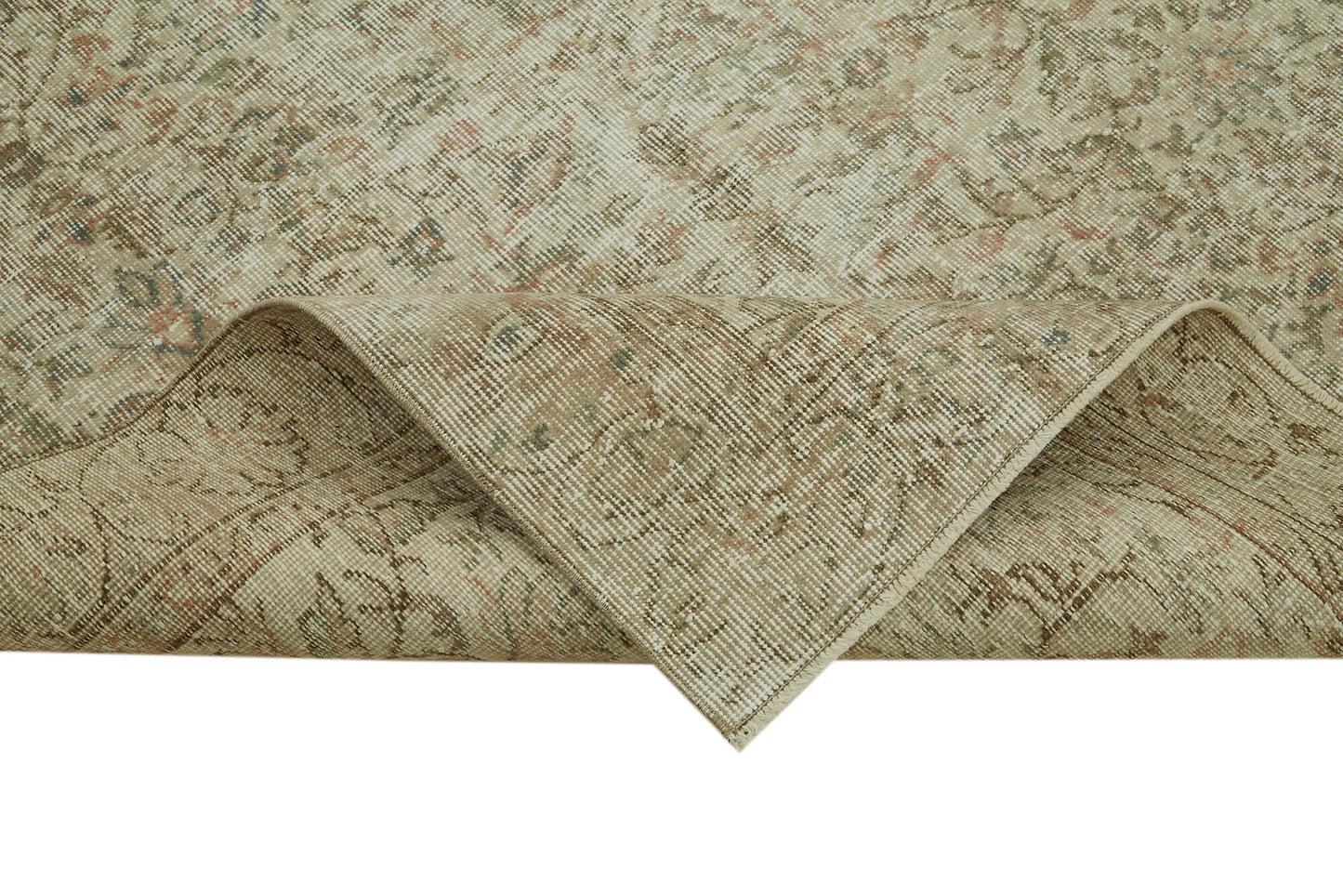 5x8 Beige Turkish Vintage Area Rug - 41584