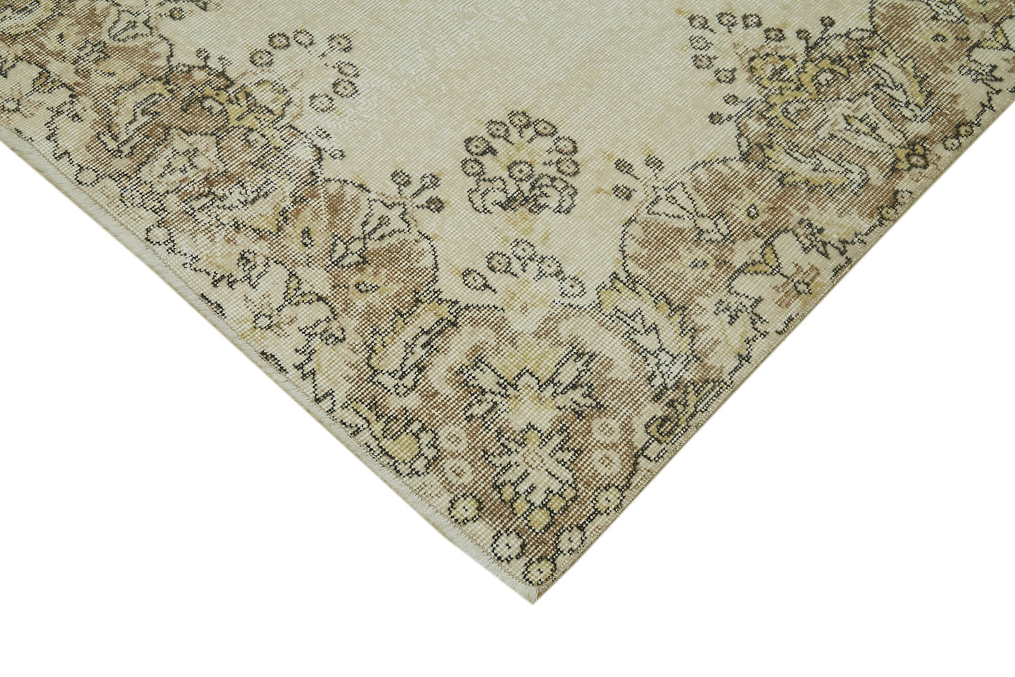 6x9 Beige Turkish Vintage Area Rug - 41589