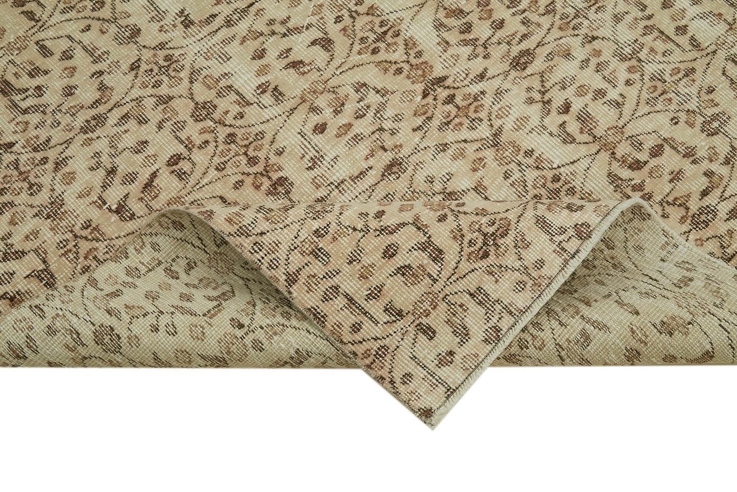 6x9 Beige Turkish Vintage Area Rug - 41590