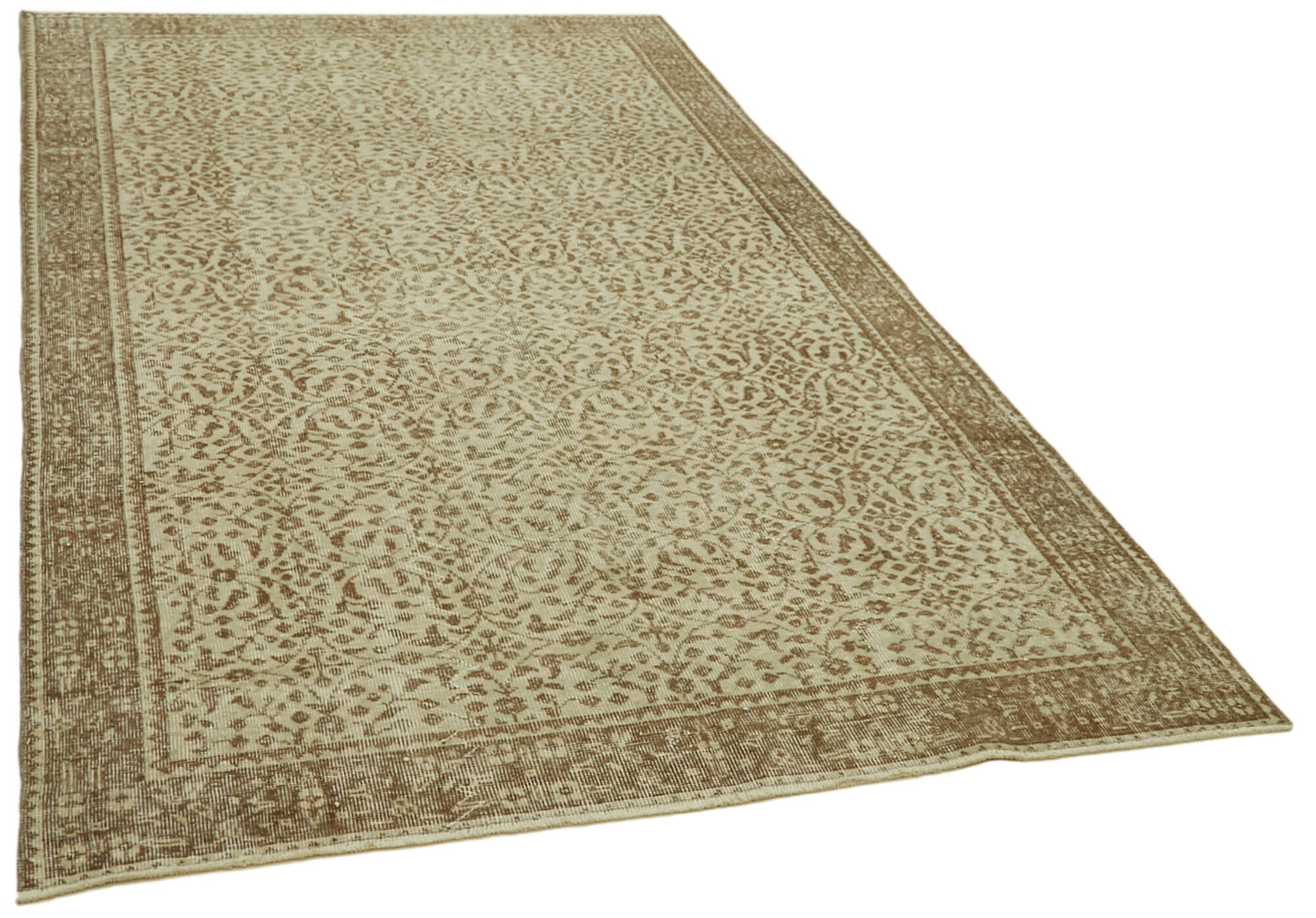 5x9 Beige Turkish Vintage Area Rug - 41591