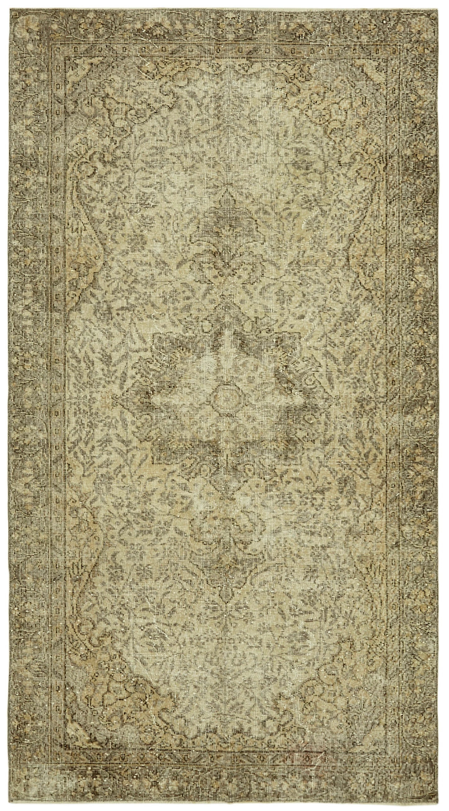 5x8 Beige Turkish Vintage Area Rug - 41592