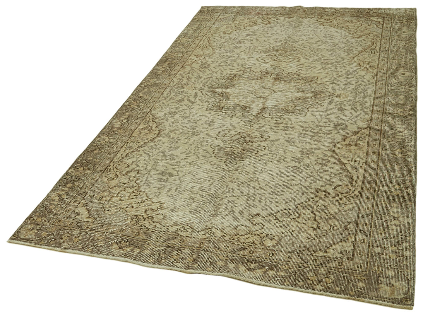 5x8 Beige Turkish Vintage Area Rug - 41592