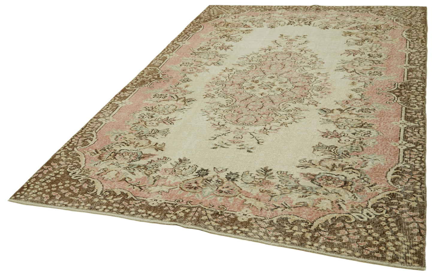 5x8 Beige Turkish Vintage Area Rug - 41593