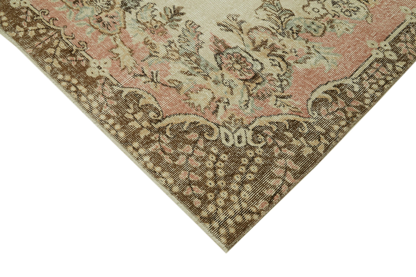 5x8 Beige Turkish Vintage Area Rug - 41593