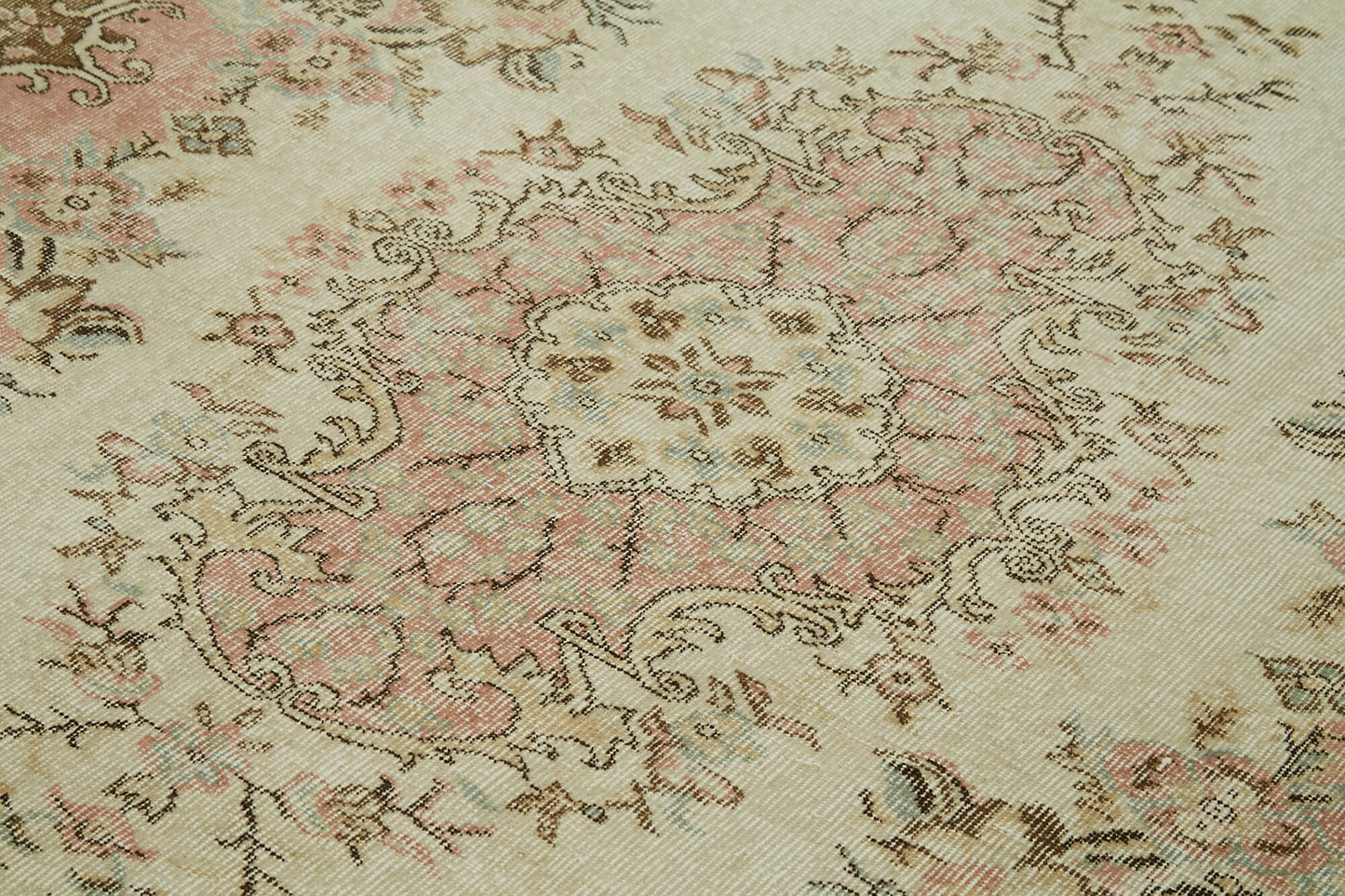5x8 Beige Turkish Vintage Area Rug - 41593