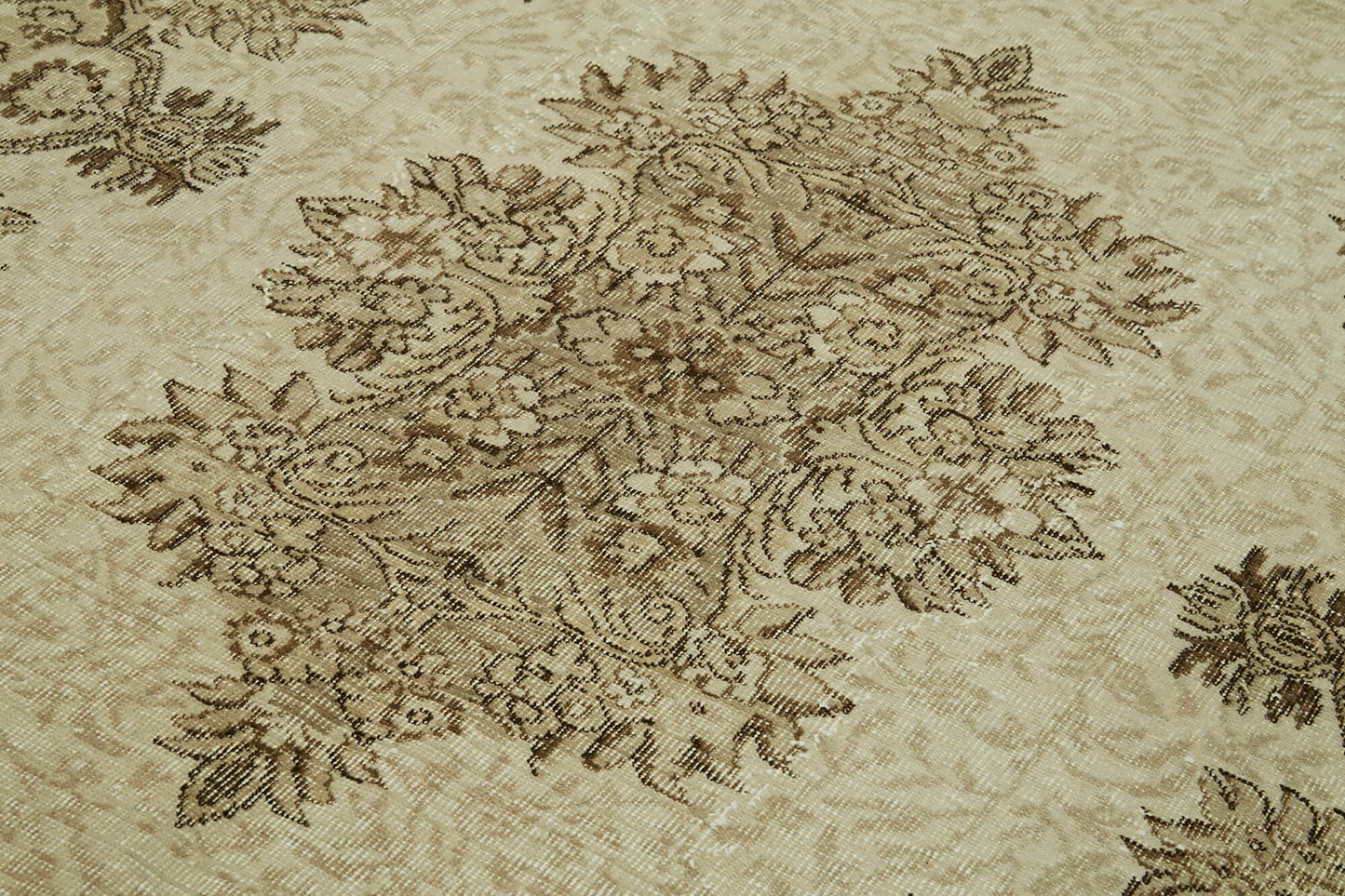 6x9 Beige Turkish Vintage Area Rug - 41594