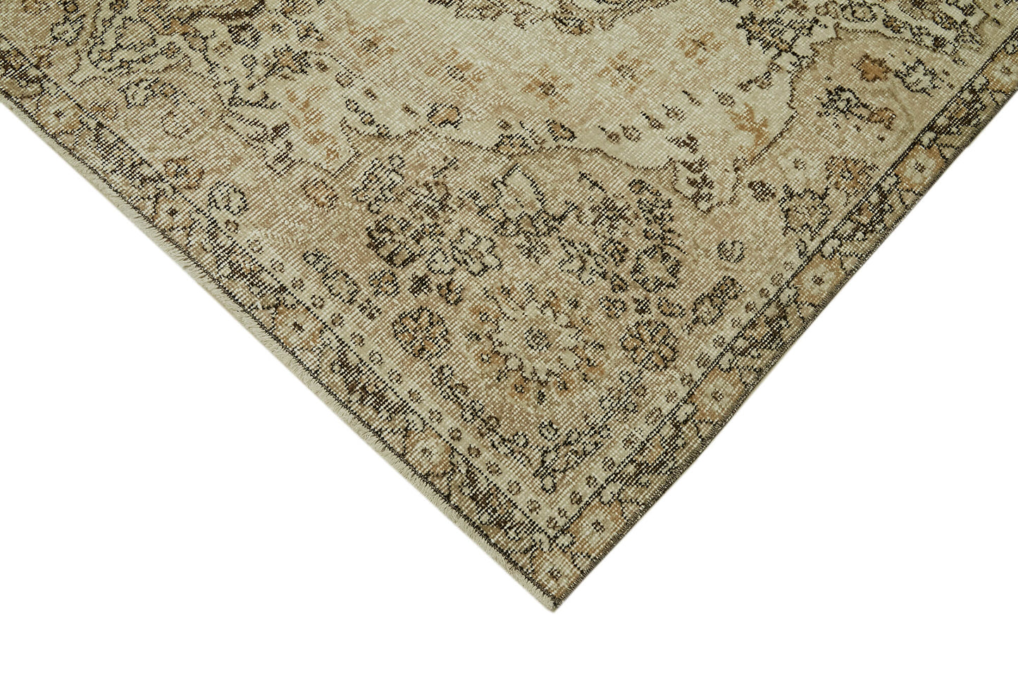 5x9 Beige Turkish Vintage Area Rug - 41595