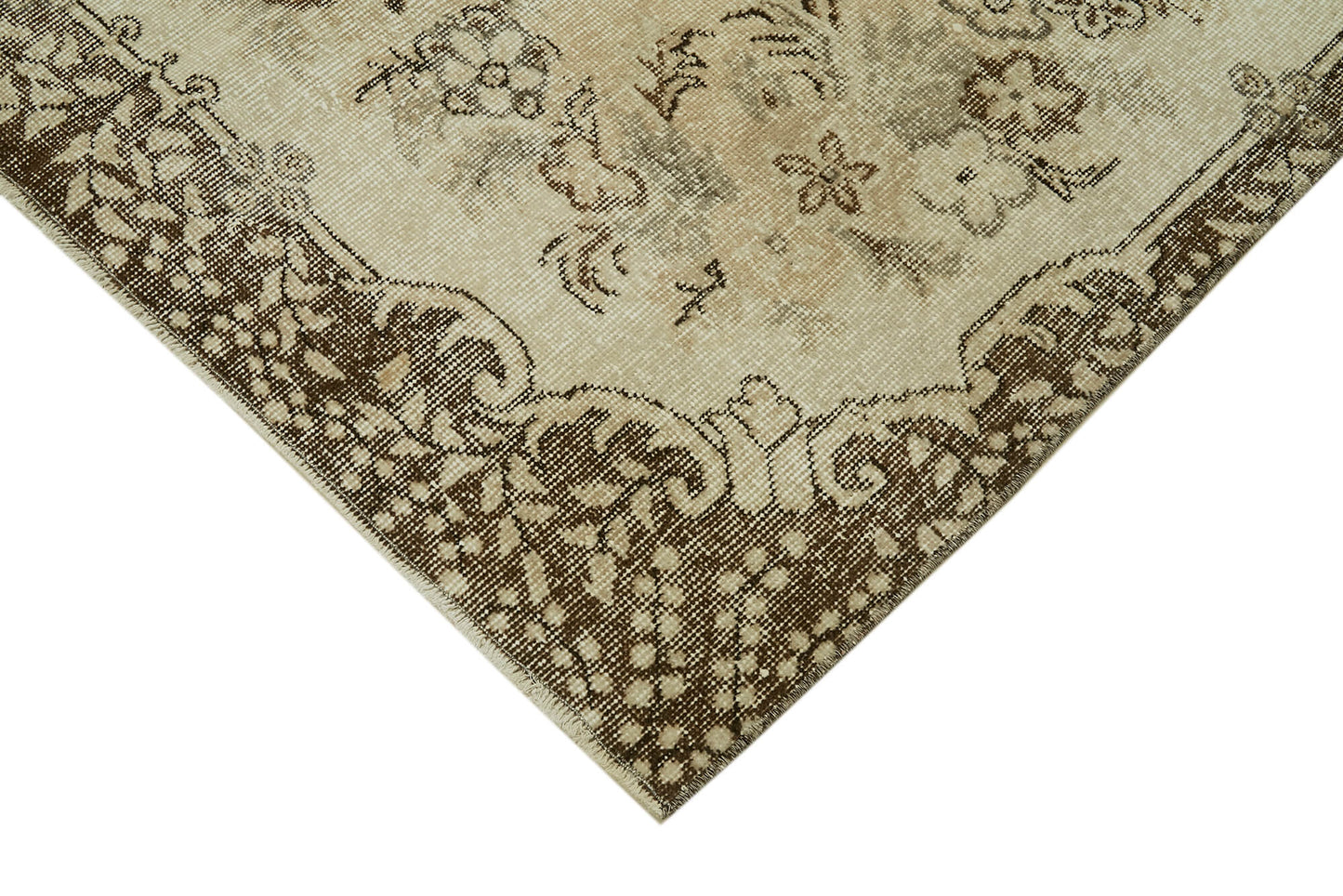 5x9 Beige Turkish Vintage Area Rug - 41596