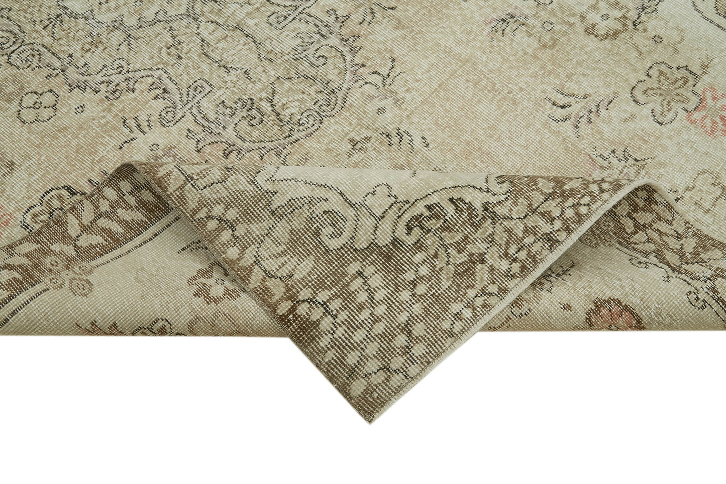 5x9 Beige Turkish Vintage Area Rug - 41603