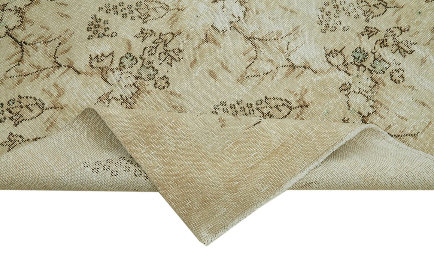 5x9 Beige Turkish Vintage Area Rug - 41613