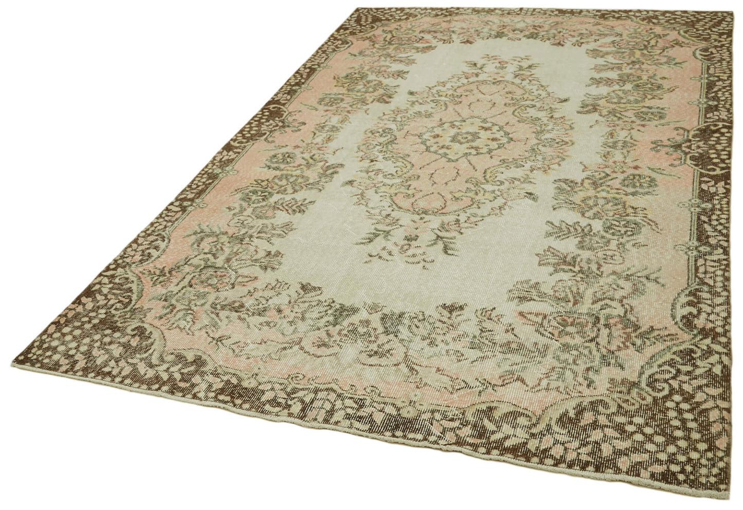 6x9 Beige Turkish Vintage Area Rug - 41625
