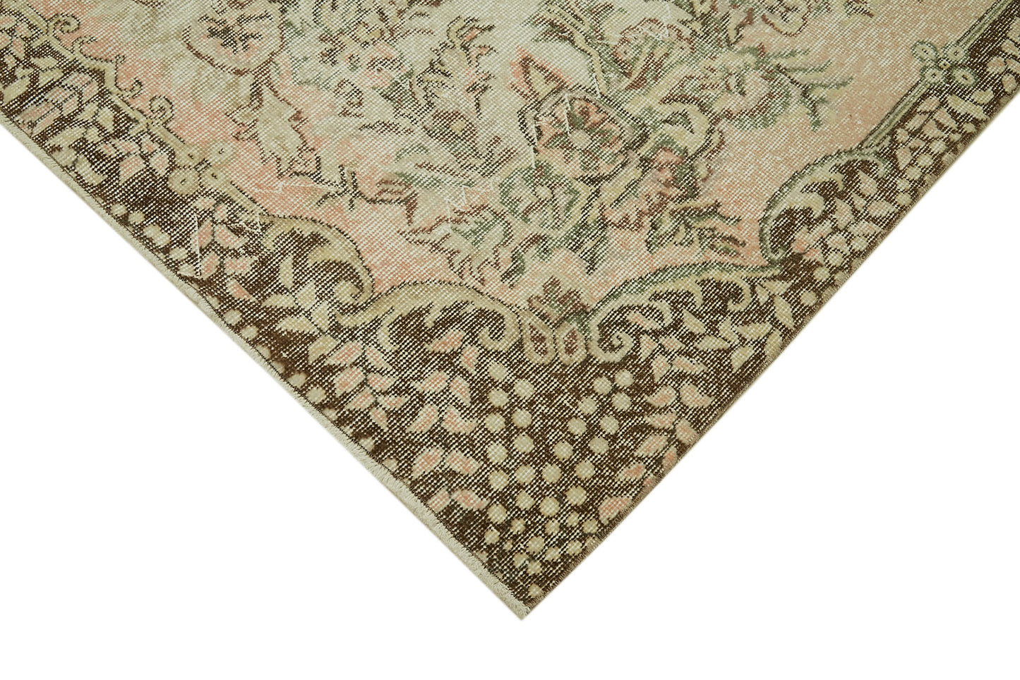 6x9 Beige Turkish Vintage Area Rug - 41625
