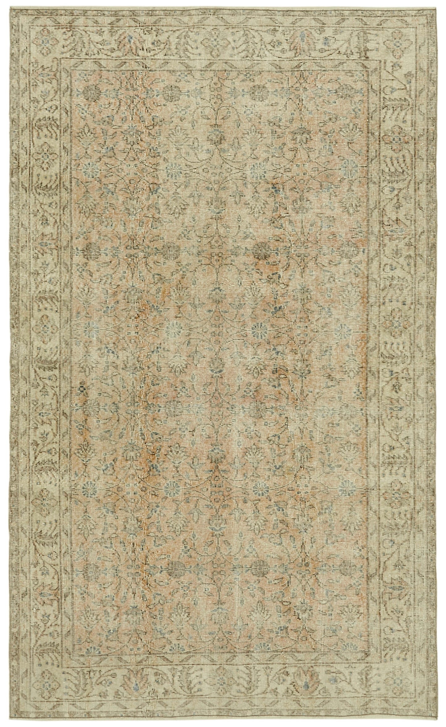 5x8 Beige Turkish Vintage Area Rug - 41627
