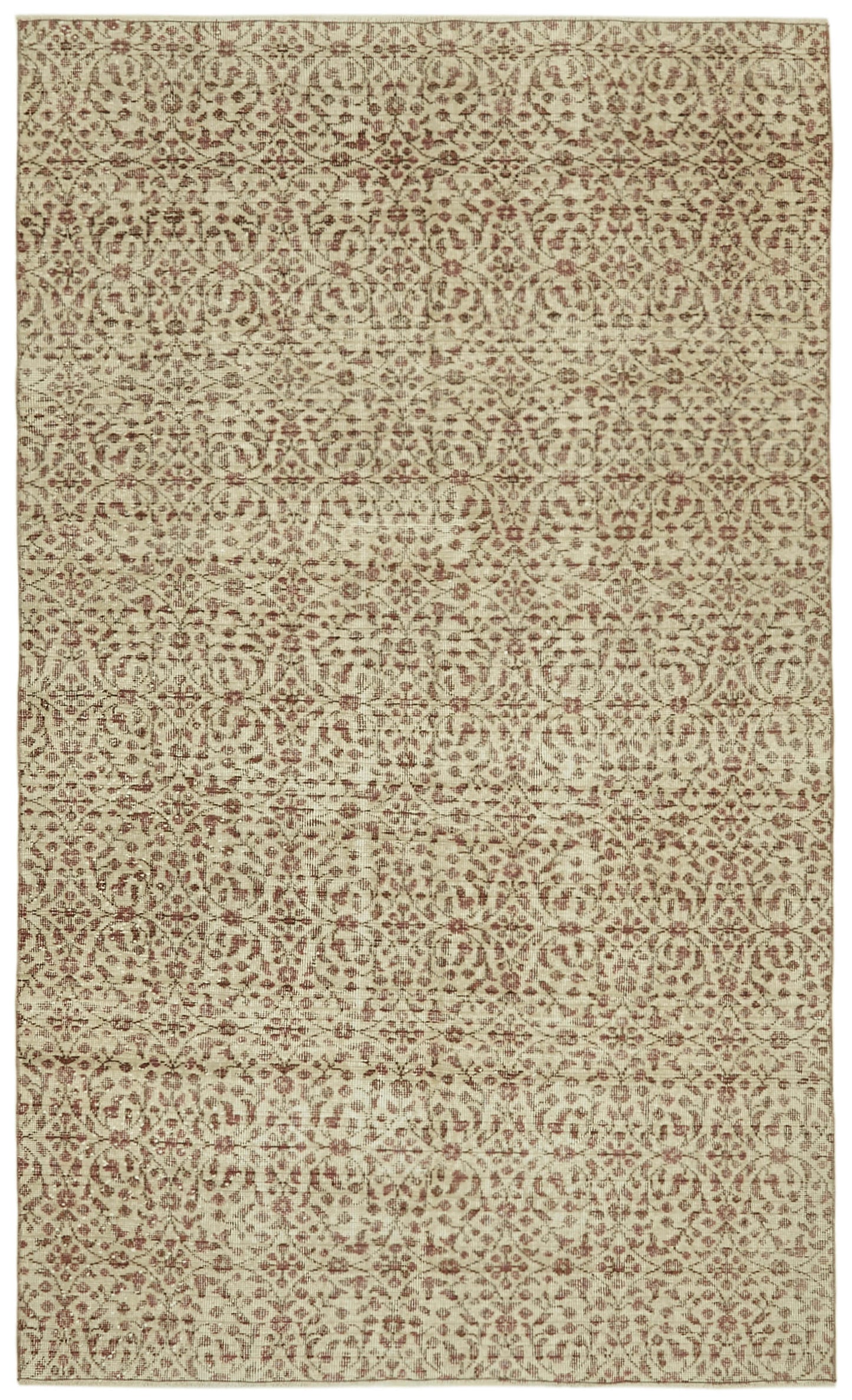 6x9 Beige Turkish Vintage Area Rug - 41641