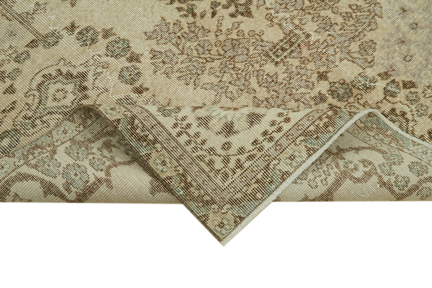 5x9 Beige Turkish Vintage Area Rug - 41643