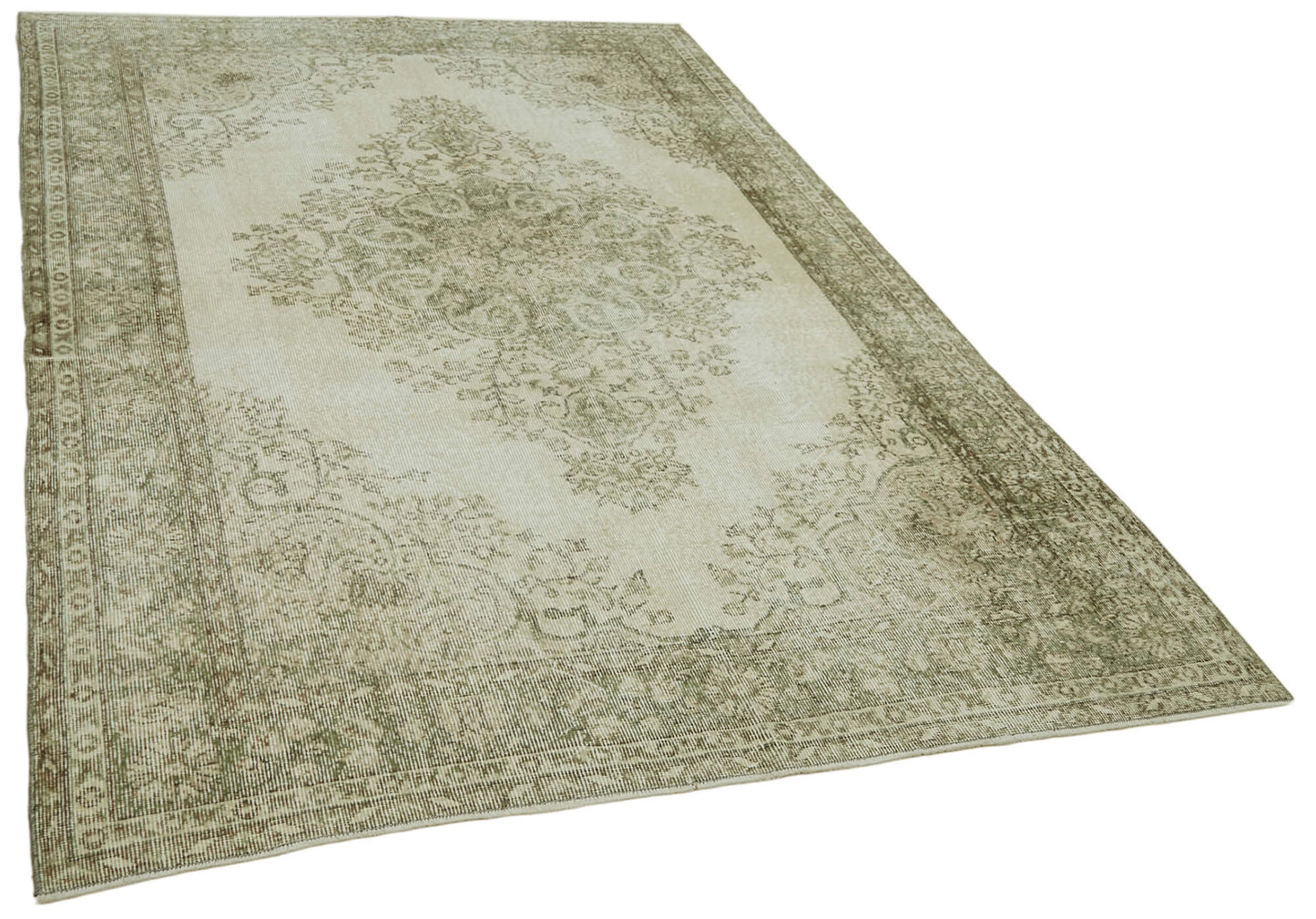 6x9 Beige Turkish Vintage Area Rug - 41644