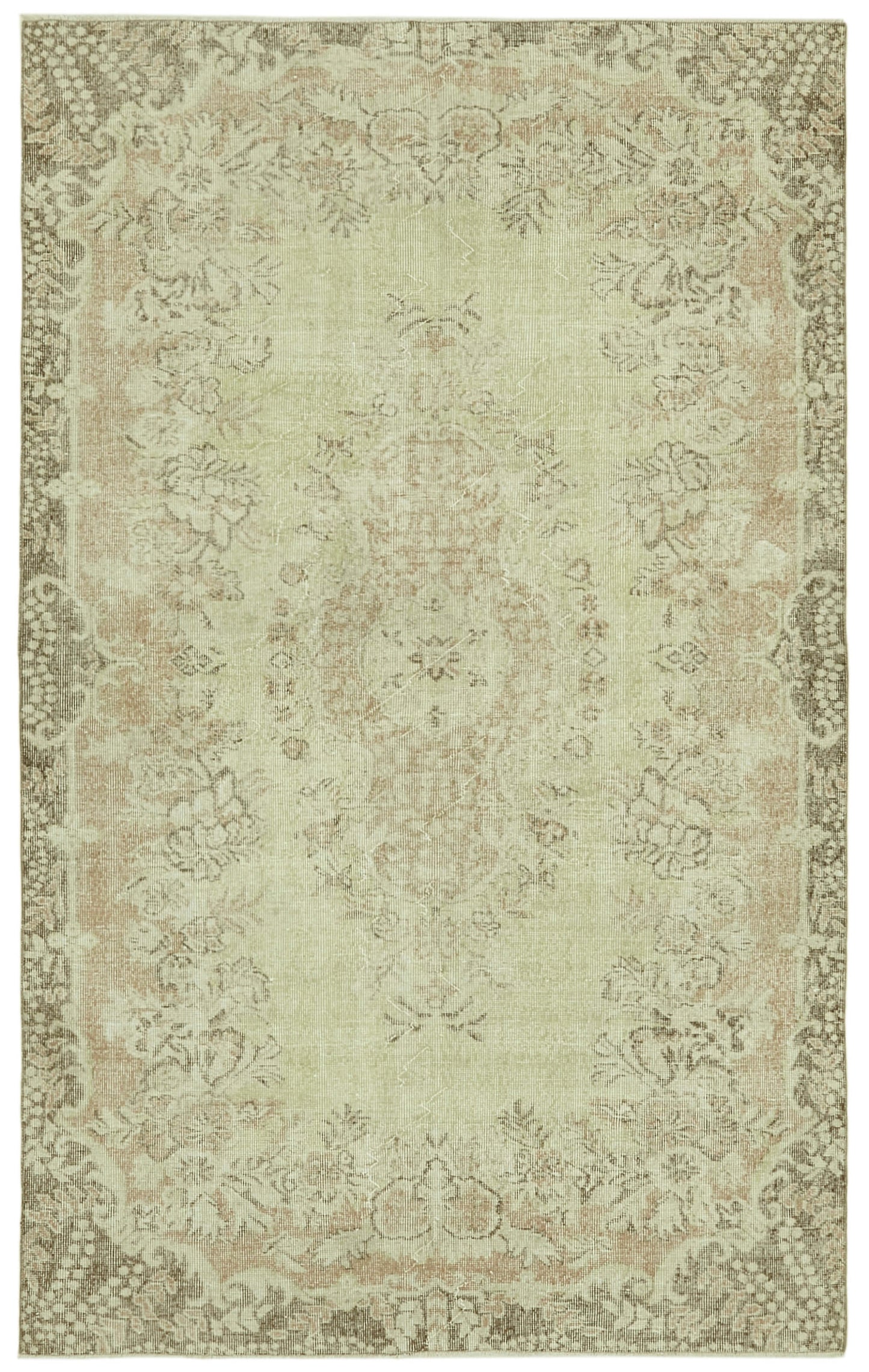 6x9 Beige Turkish Vintage Area Rug - 41648