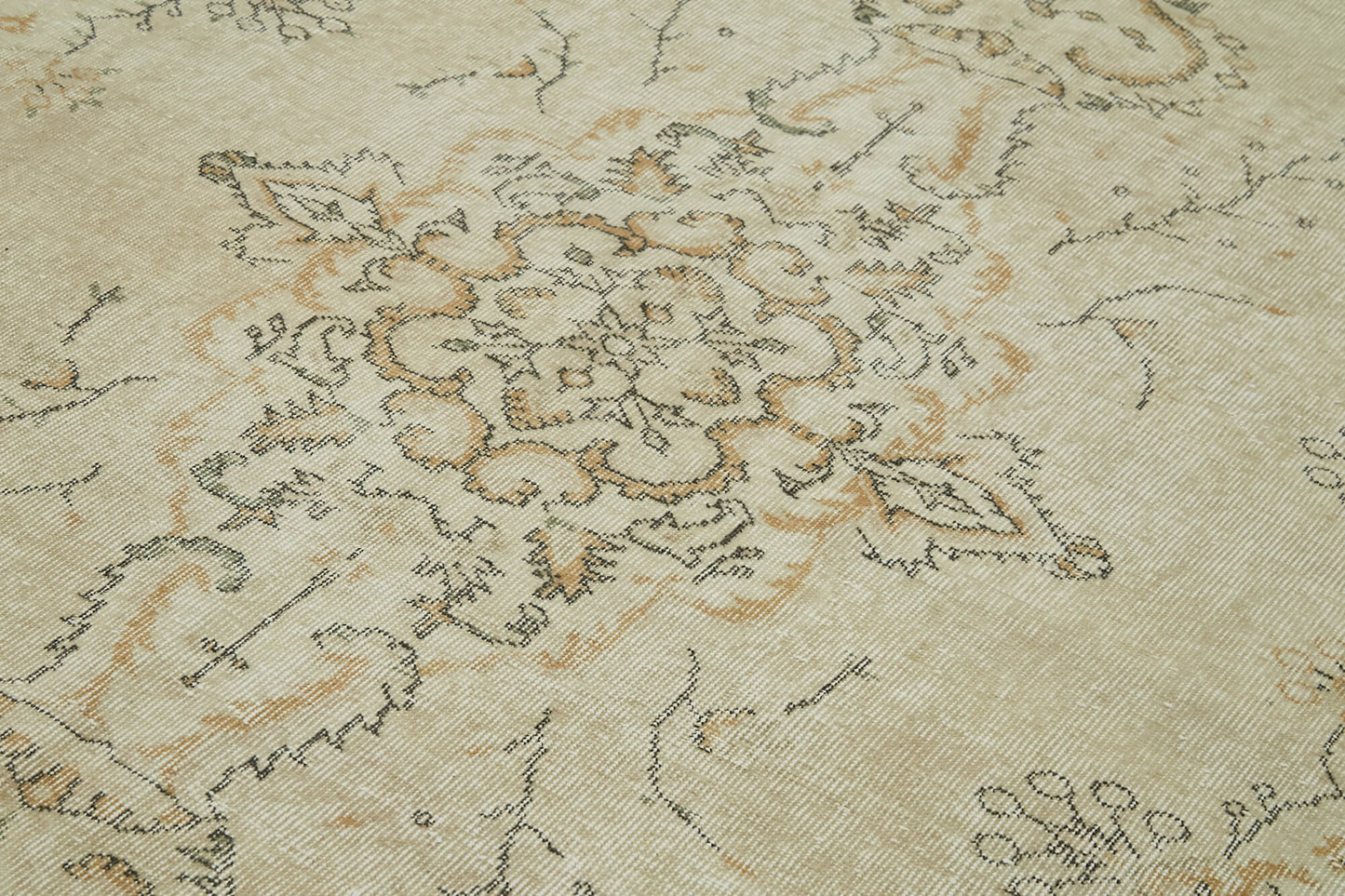 5x8 Beige Turkish Vintage Area Rug - 41649