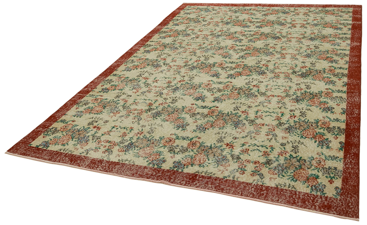 6x10 Beige Turkish Vintage Area Rug - 41656