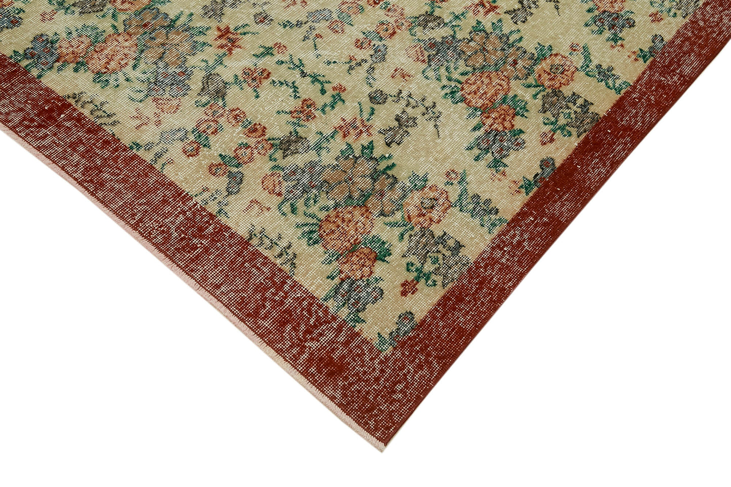 6x10 Beige Turkish Vintage Area Rug - 41656