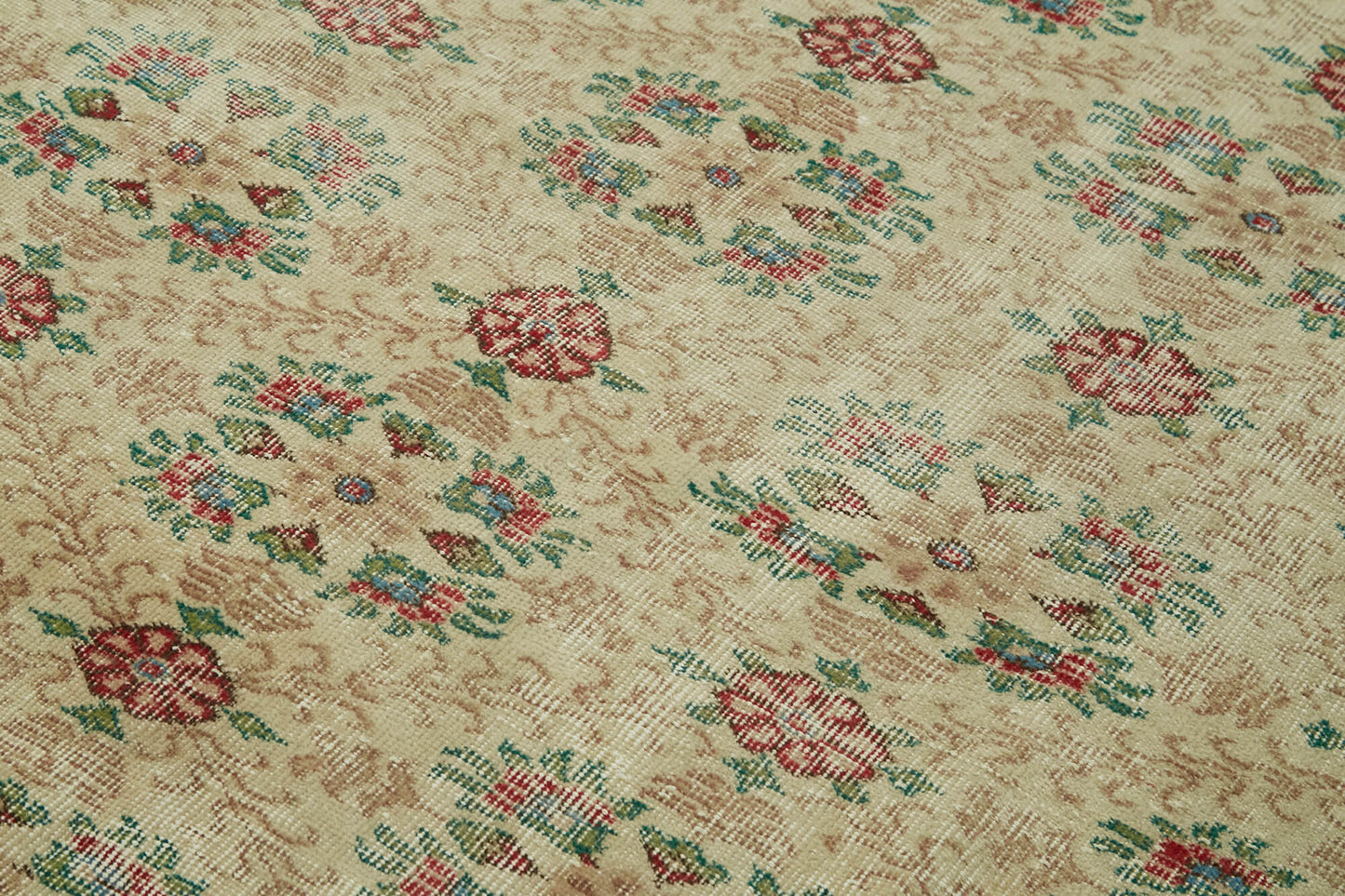 5x8 Beige Turkish Vintage Area Rug - 41659