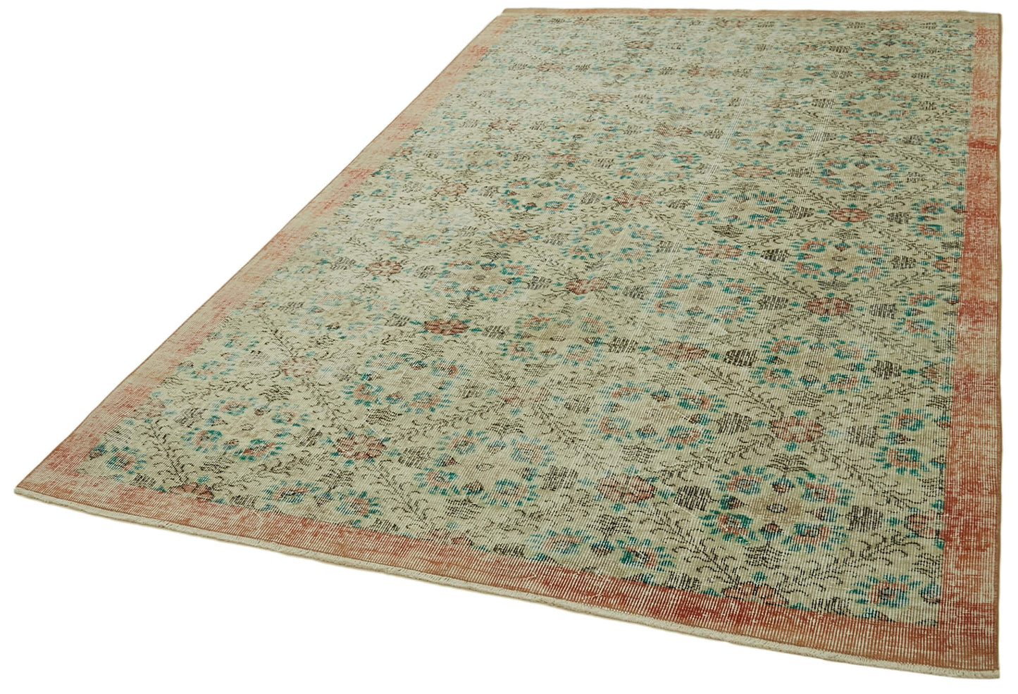 6x9 Beige Turkish Vintage Area Rug - 41660