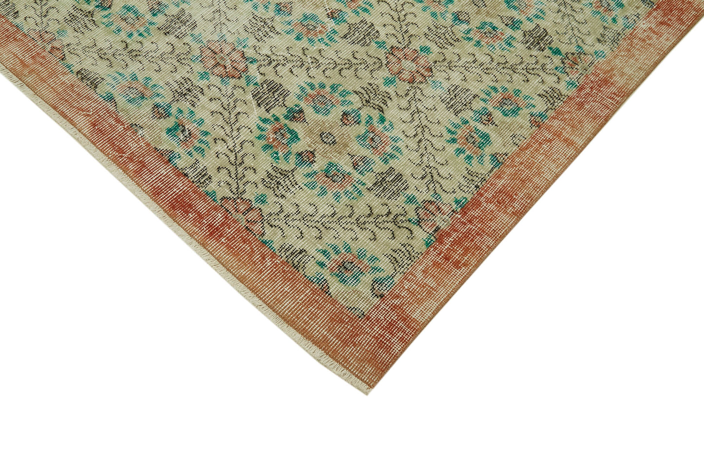 6x9 Beige Turkish Vintage Area Rug - 41660