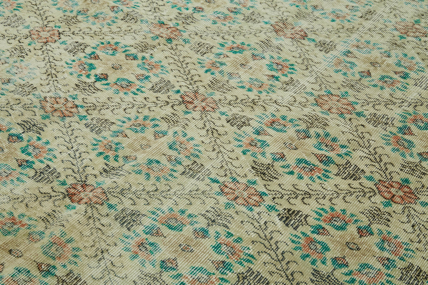 6x9 Beige Turkish Vintage Area Rug - 41660