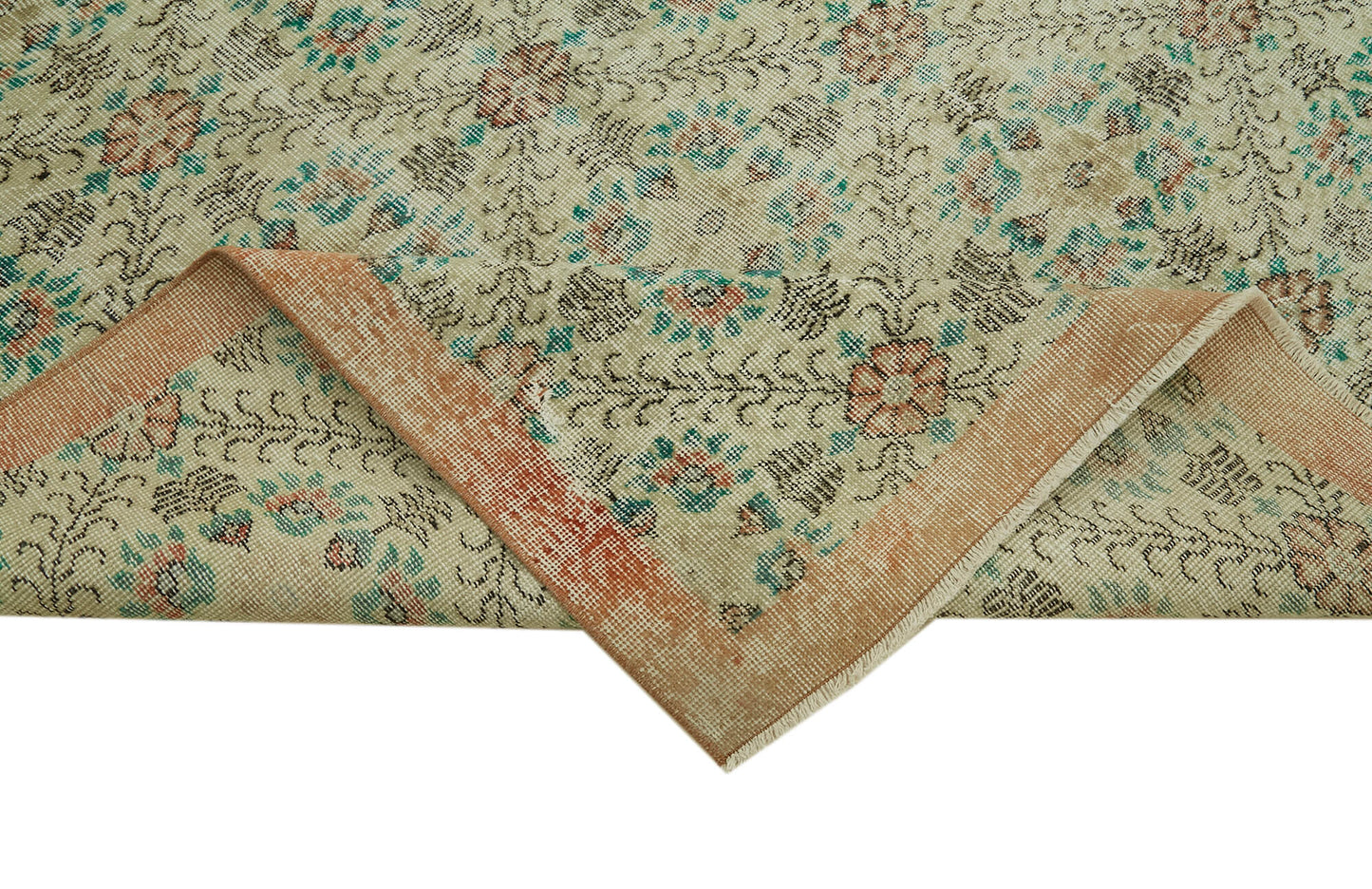 6x9 Beige Turkish Vintage Area Rug - 41660