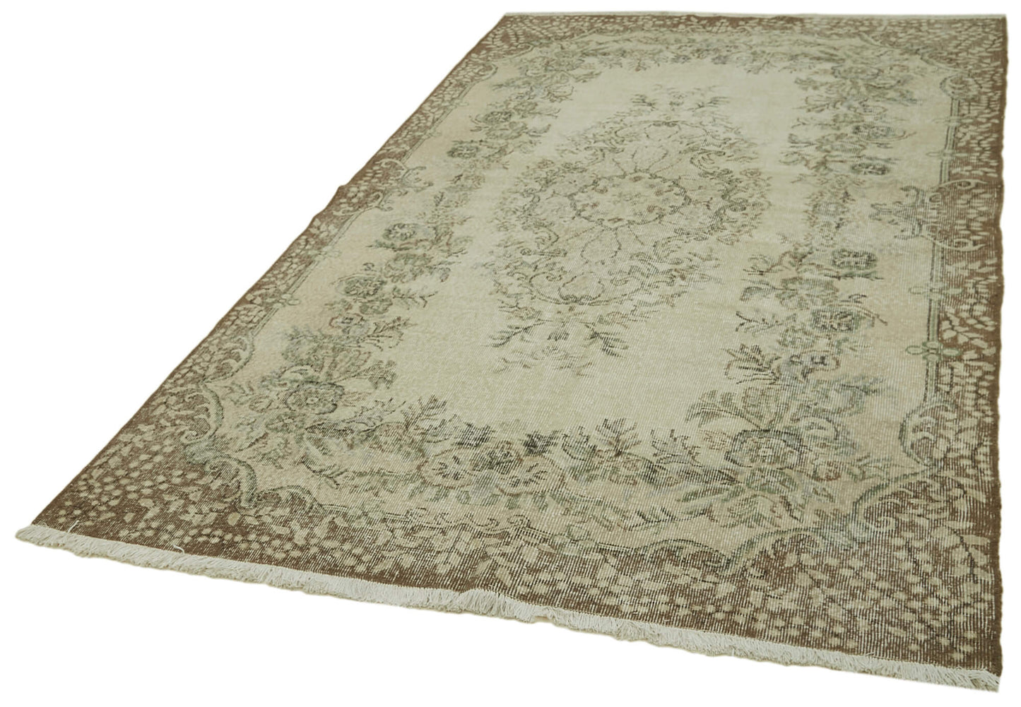 5x9 Beige Turkish Vintage Area Rug - 41688
