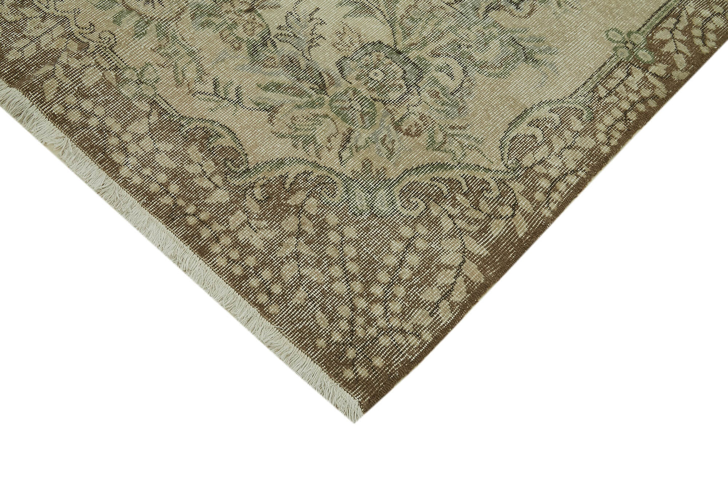 5x9 Beige Turkish Vintage Area Rug - 41688