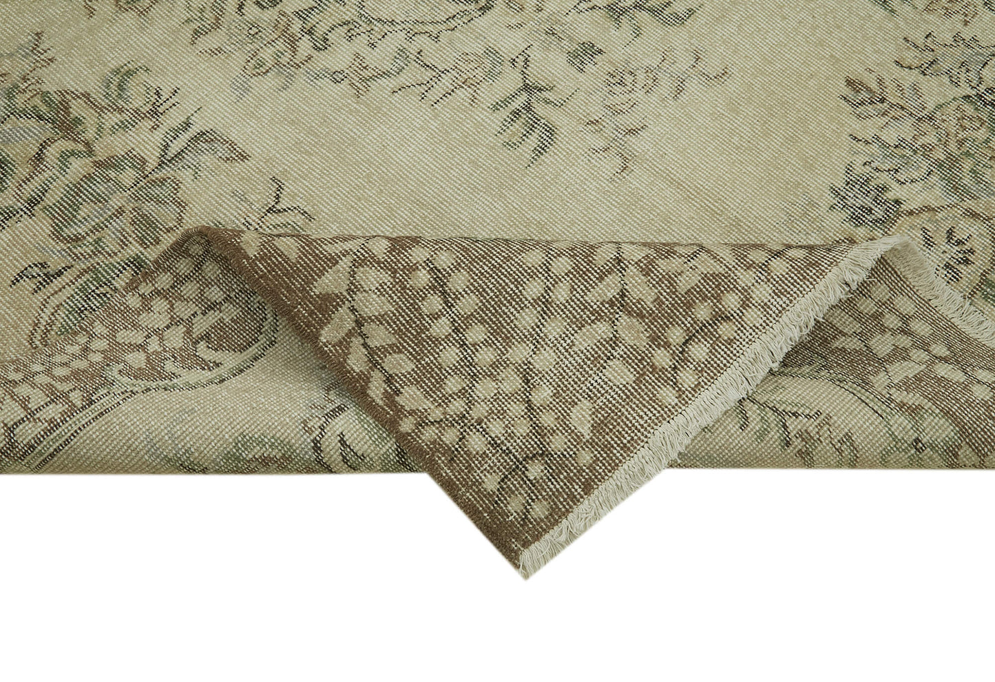 5x9 Beige Turkish Vintage Area Rug - 41688