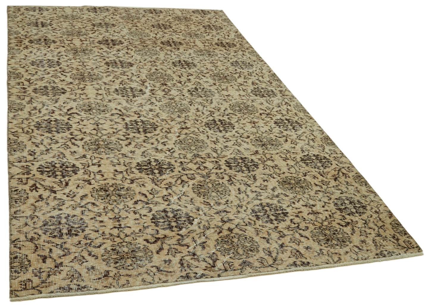 5x9 Beige Turkish Vintage Area Rug - 41696