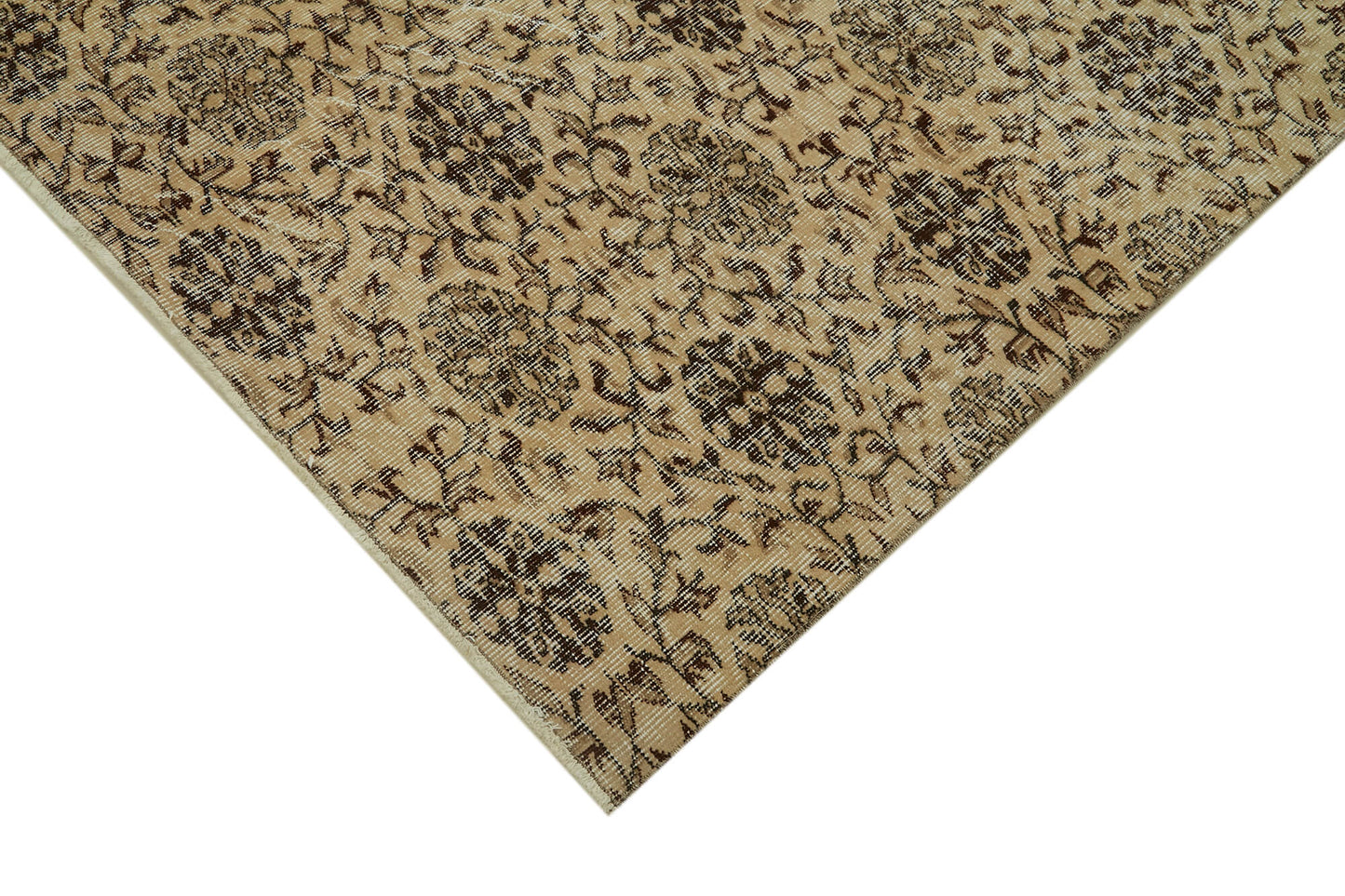 5x9 Beige Turkish Vintage Area Rug - 41696