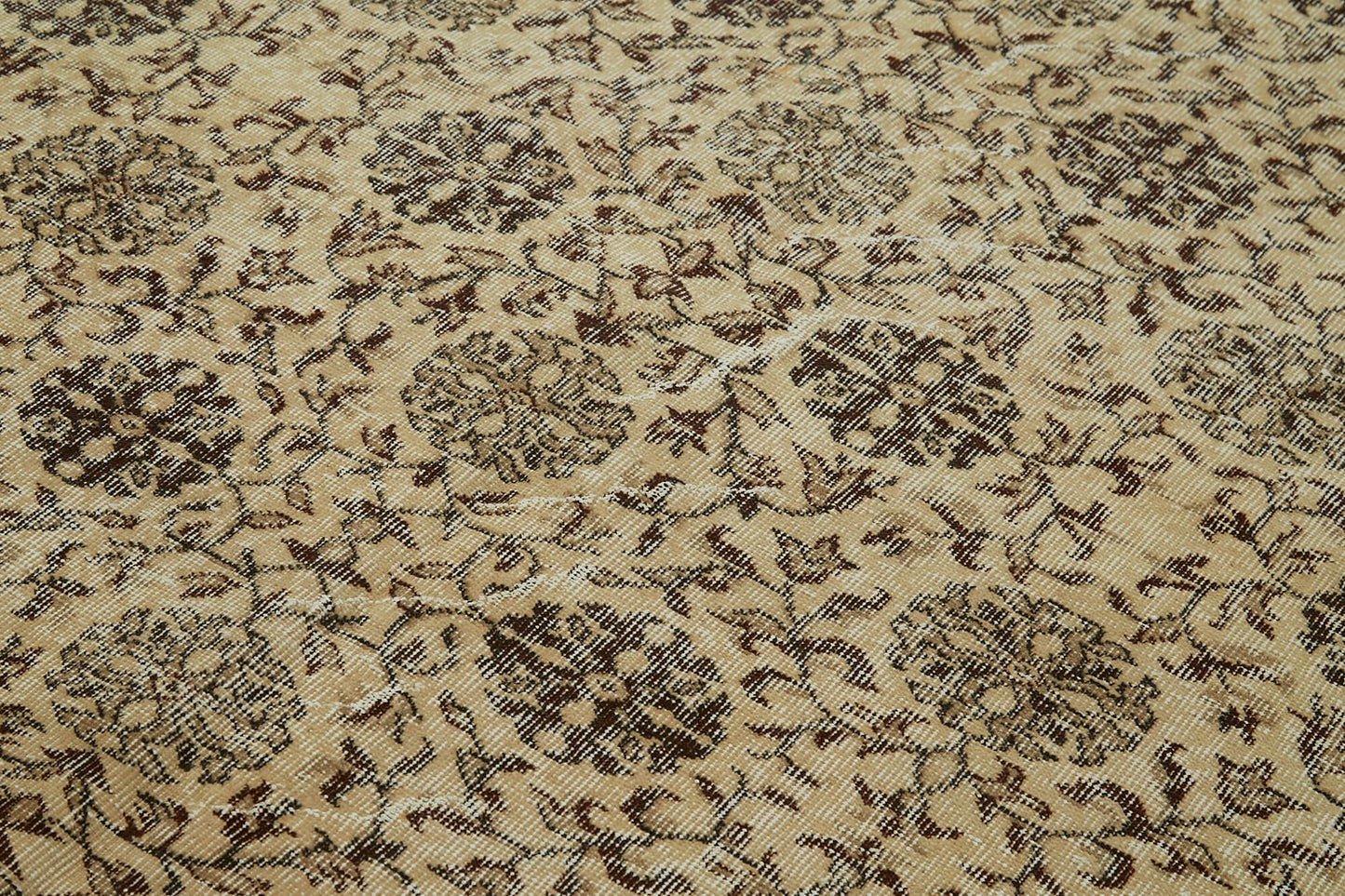 5x9 Beige Turkish Vintage Area Rug - 41696