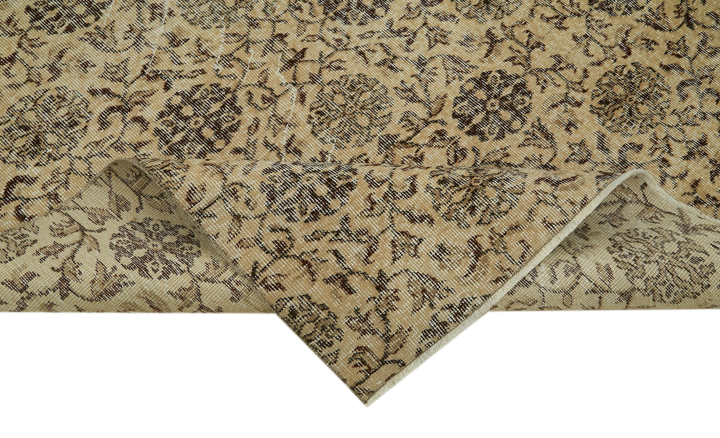 5x9 Beige Turkish Vintage Area Rug - 41696
