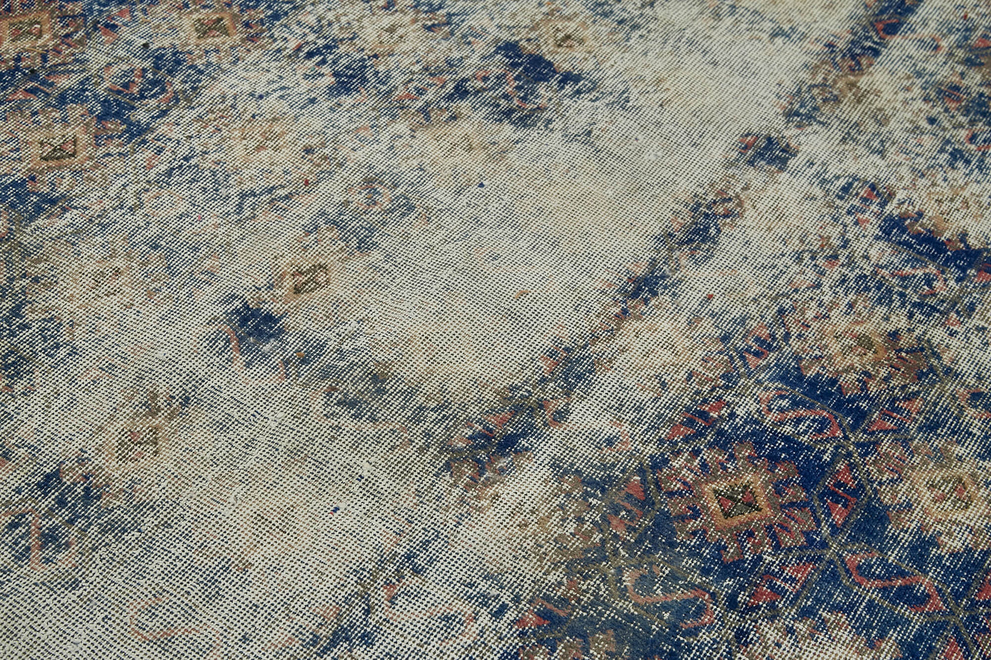 6x9 Beige Turkish Vintage Area Rug - 41699