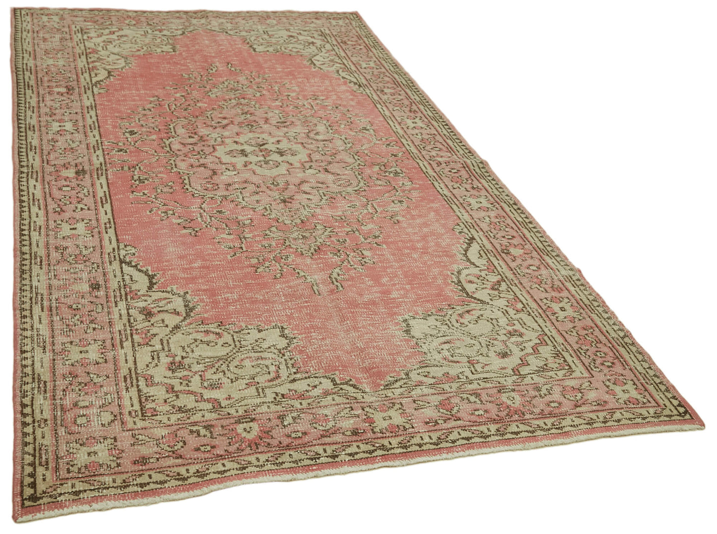 5x9 Beige Turkish Vintage Area Rug - 41712
