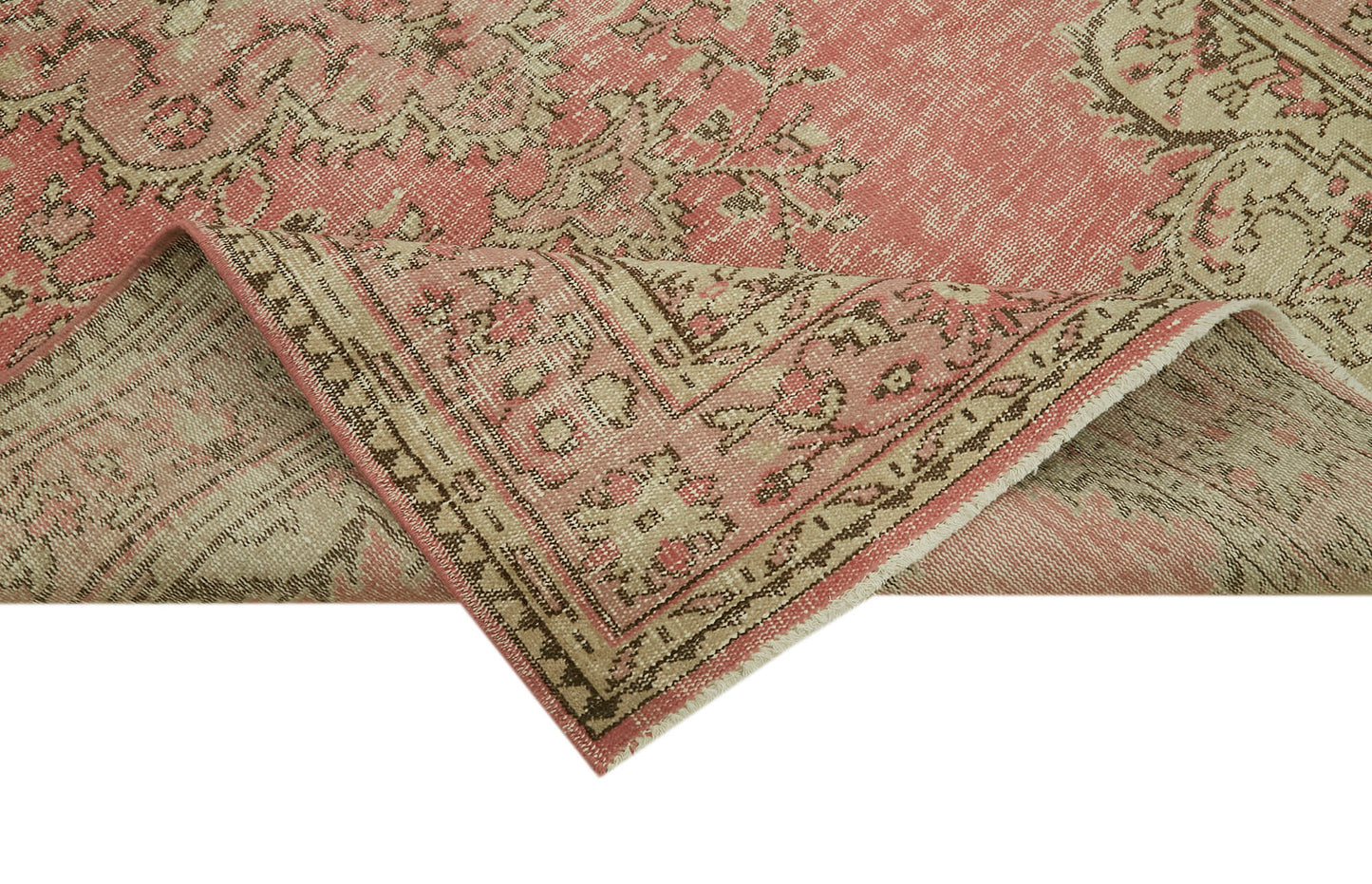 5x9 Beige Turkish Vintage Area Rug - 41712