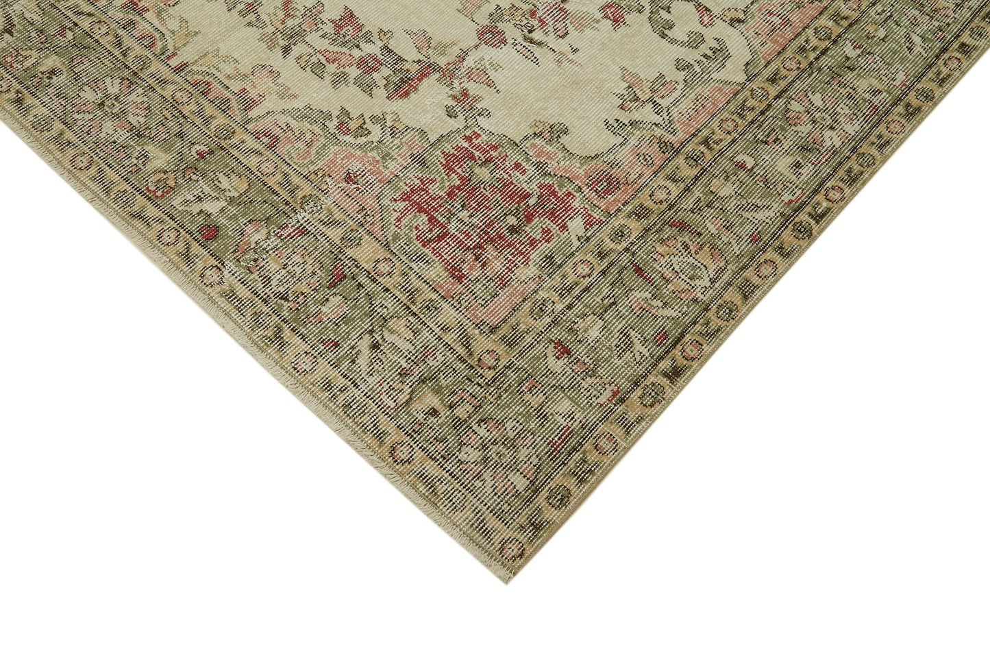 6x9 Beige Turkish Vintage Area Rug - 41731