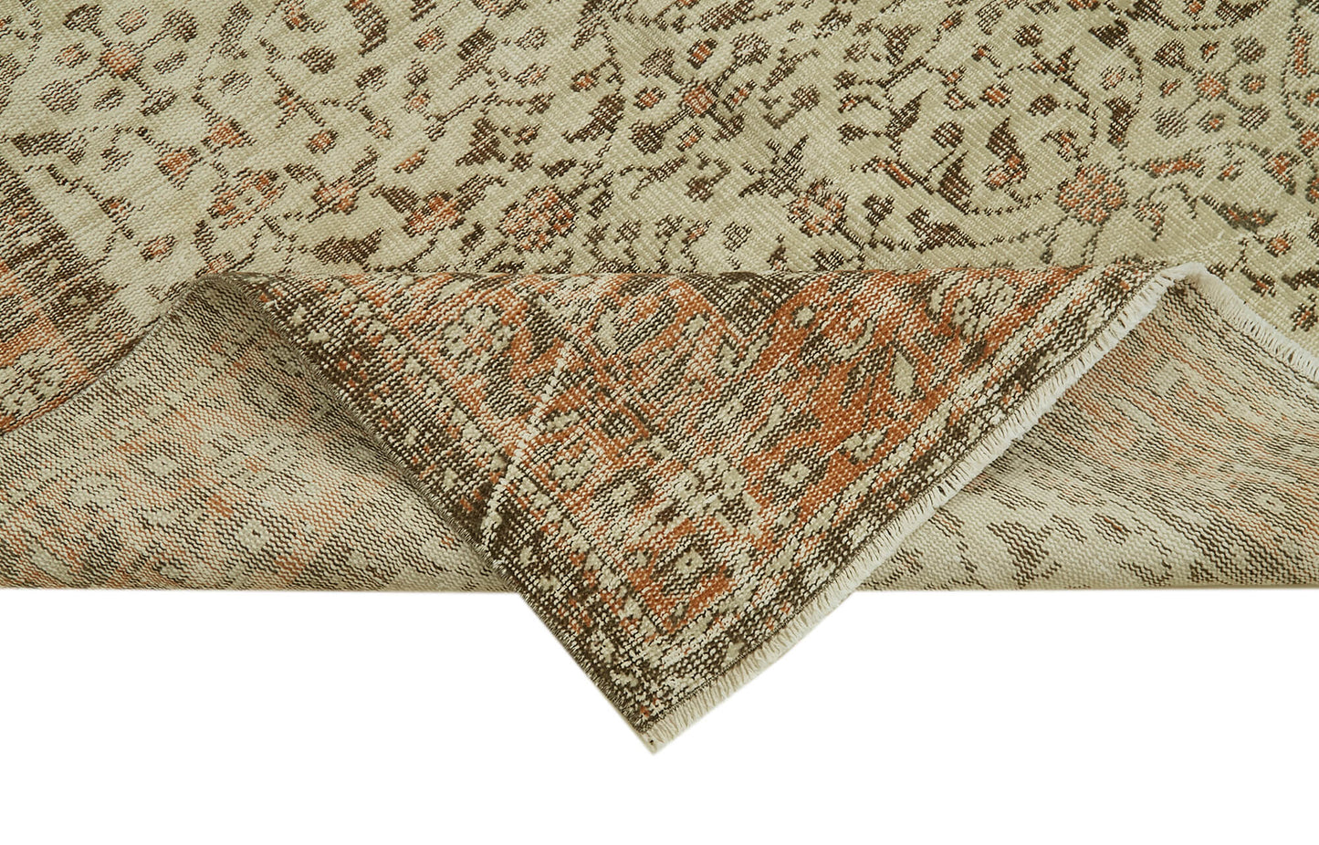 5x9 Beige Turkish Vintage Area Rug - 41737