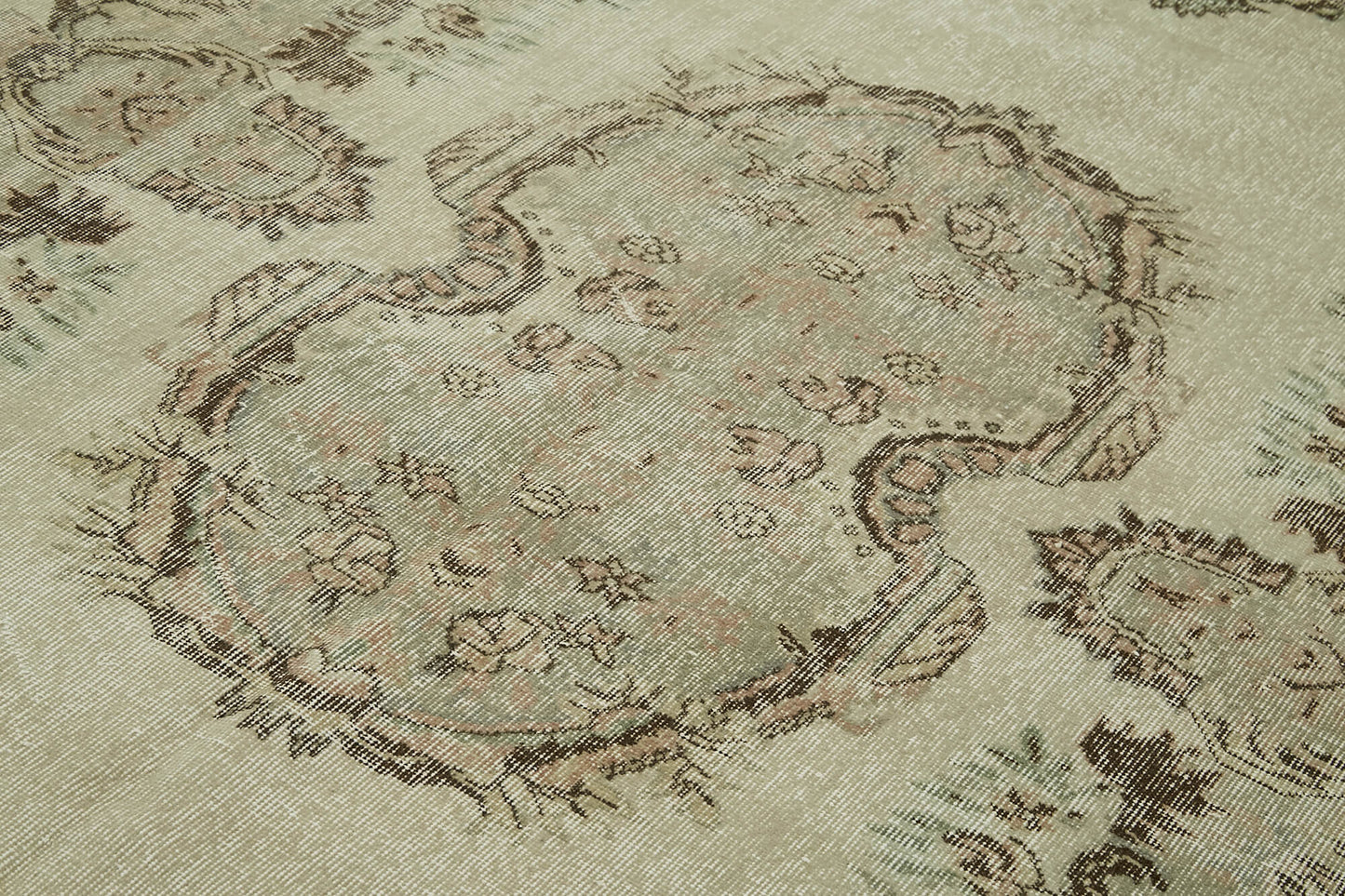 6x9 Beige Turkish Vintage Area Rug - 41745