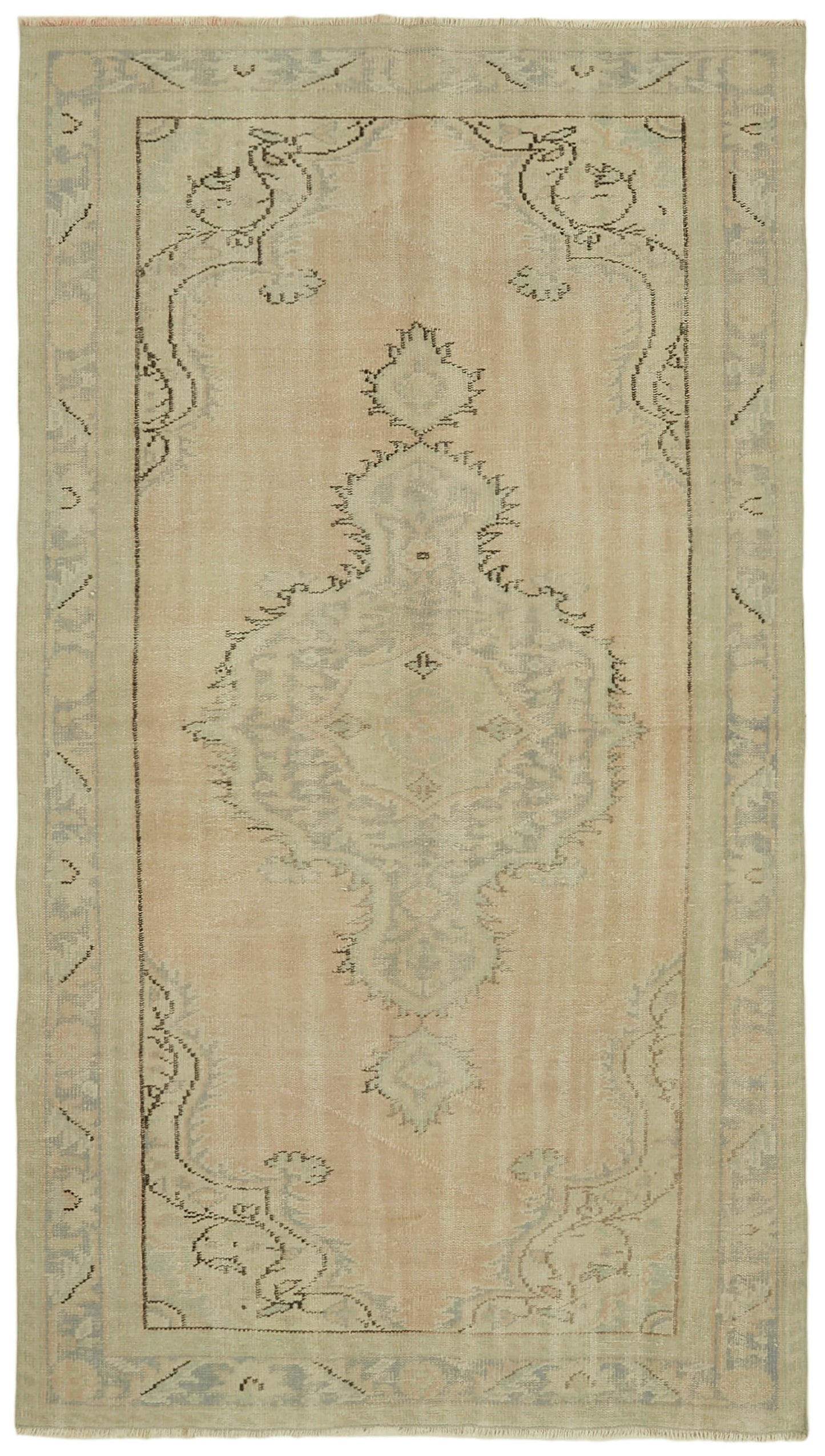 5x8 Beige Turkish Vintage Area Rug - 41750
